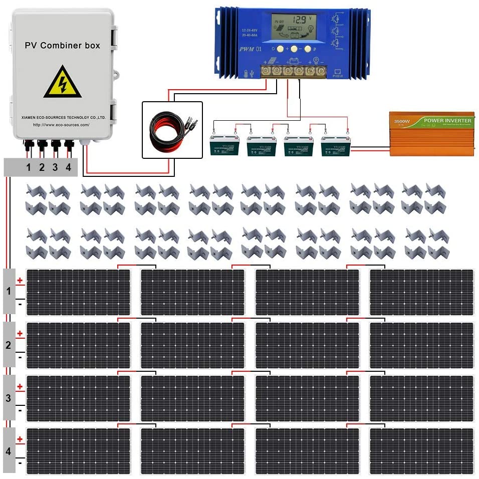 ECO LLC 3000W Off Grid Solar Panel Kit 48V Complete Solar System